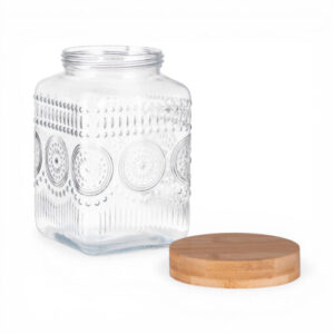 Glass Storage Jar with Bamboo Lid (H19.9cm)